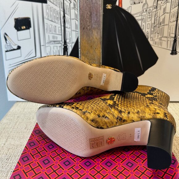 Tory Burch Vienna 70mm Stamp Snake Printed Leather/ Grosgrain Bootie NIB - Picture 7 of 10